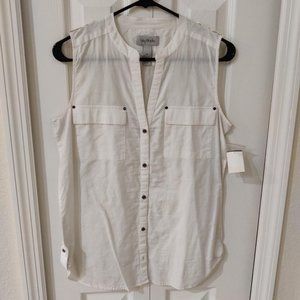 Bay Studio Sleeveless White Button Down Blouse Medium NWT